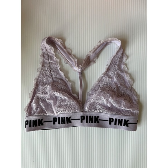 PINK Victoria's‎ Secret Lace Bralette Racerback Light Purple Bra Size M - Picture 1 of 6